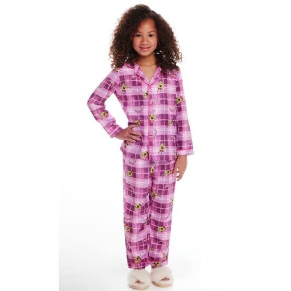 New Andy & Evan Sponge Bob Square Pants Girls Size 12 Pink Plaid Pajamas Set - Picture 12 of 12